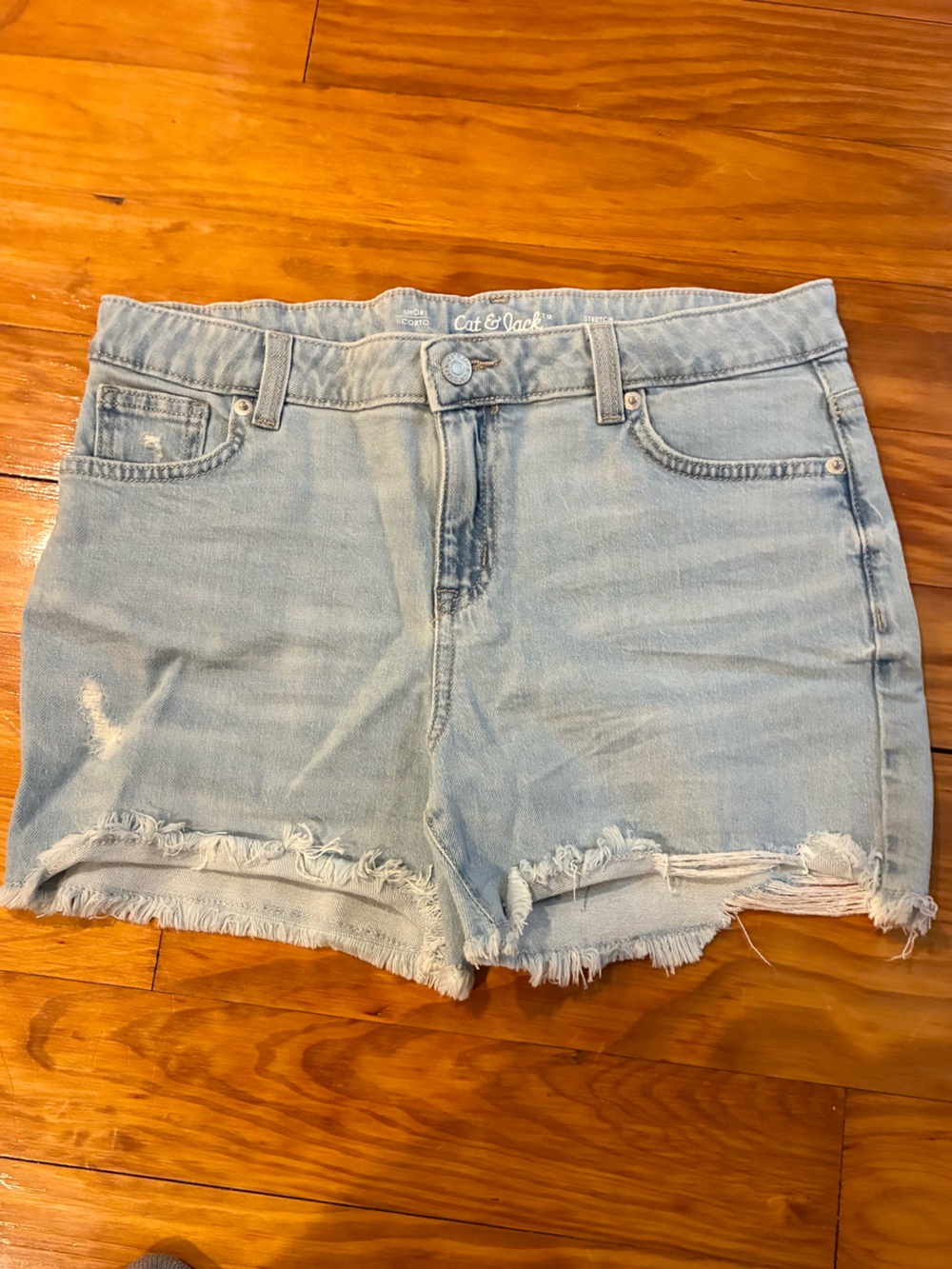 Cat & Jack Light Washed Blue Distressed Denim Cutoff Shorts Girls XXL 16/18